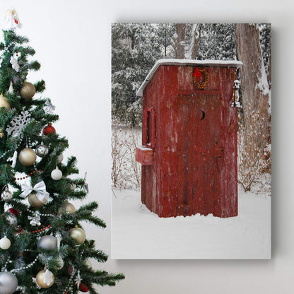 Renditions Gallery Xmas Canvas Prints for Home Decor Red Snowy Outhouse Christmas on the Farm Wall Hanging Picture & Prints for Bedroom Dining Living Room Office Home Kitchen Decor - 32"X48" LT18