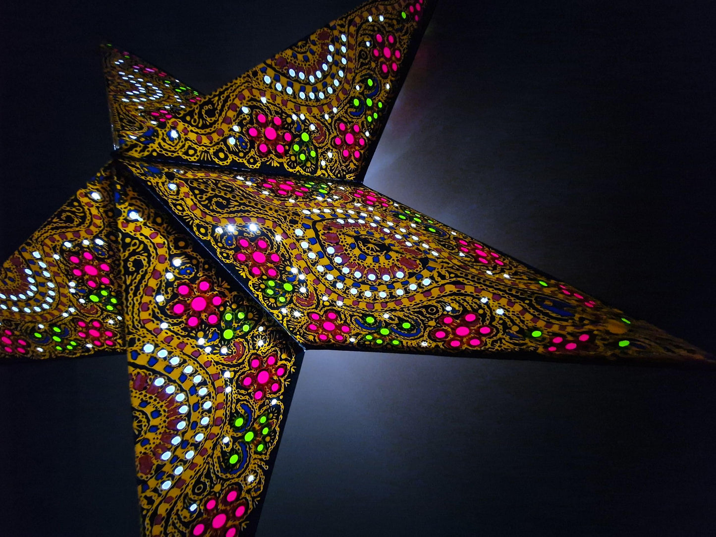 YEPSIO Lantern Lampshade Paper Star Light Shades Large 60cm Hanging Decorations for Christmas Wedding Home Decoration Birthday Party Foldable 5 Pointed Star (Black, Rust, Blue)