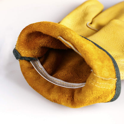 FZTEY 2 Pairs Gardening Work Gloves Ladies, Safety Protective Leather Gauntlets for Men & Women Birthday & Christmas Gifts 7(Small, Yellow)