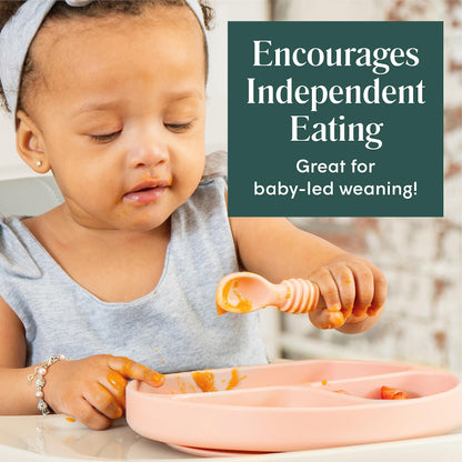 Simka Rose Silicone Baby Spoons Self Feeding 6 Months - First Stage Infant Spoons for Babies & Toddlers- Baby Led Weaning Spoons Set of 6- Easy on Gums Food Training Utensils Dishwasher Microwave Safe