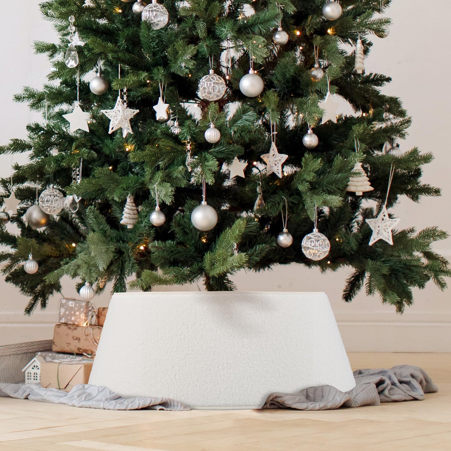 Beautiful Christmas Tree Collar - Authentic 28" Boucle Tree Ring for Any Christmas Decor - Easy to Set Up Skirt Enhances Your Holiday Home Decor