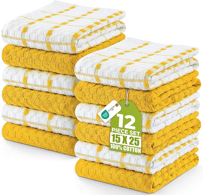 Utopia Towels - Kitchen Towels 12 Pack, 15 x 25 Inches, 100% Ring Spun Cotton