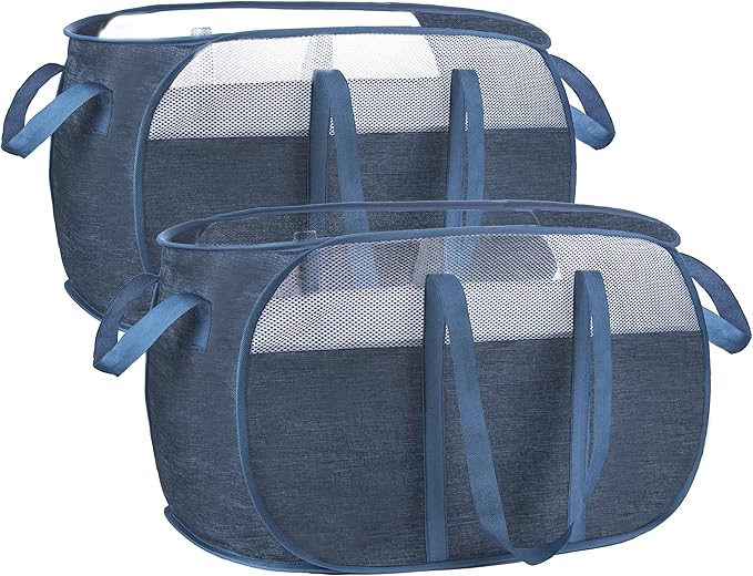 pop-up laundry basket，with Durable Handles collapsible Mesh laundry Hamper