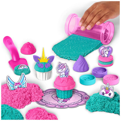 Kinetic Sand Shimmer, Unicorn Bake Shoppe Playset, 453g of Kinetic Sand (Shimmer Teal and Pink Neon), 8 Unicorn Tools, Sensory Toys for Kids Aged 3 and up