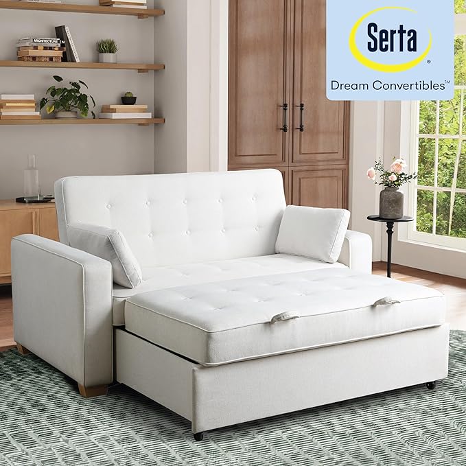 Serta® Ainsley Convertible Loveseat Sleeper Sofa – 3-in-1 Loveseat, Lounger &