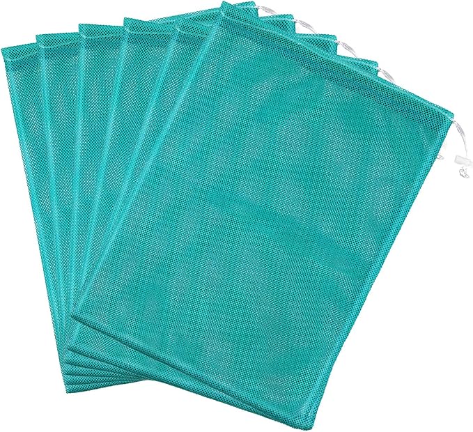 Frienda 6 Pieces Mesh Stuff Sack, 11 x 15 Inch Durable Nylon Drawstring Laundry