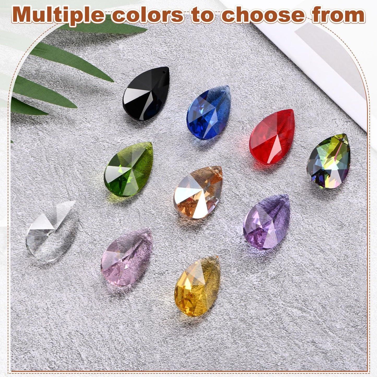 M METERXITY 8-Pack Crystal Pear Shaped Prisms, 38mm/1.5 Inch Chandelier Pendant Maker Hanging Crystals Chandelier Prisms for Home/Windows/Garden/DIY Decoration[Purple]