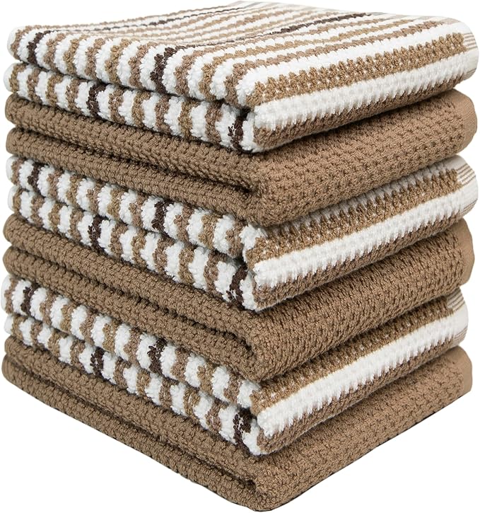Premium Kitchen Towels | Large Cotton Kitchen Hand Towels | Popcorn Striped
