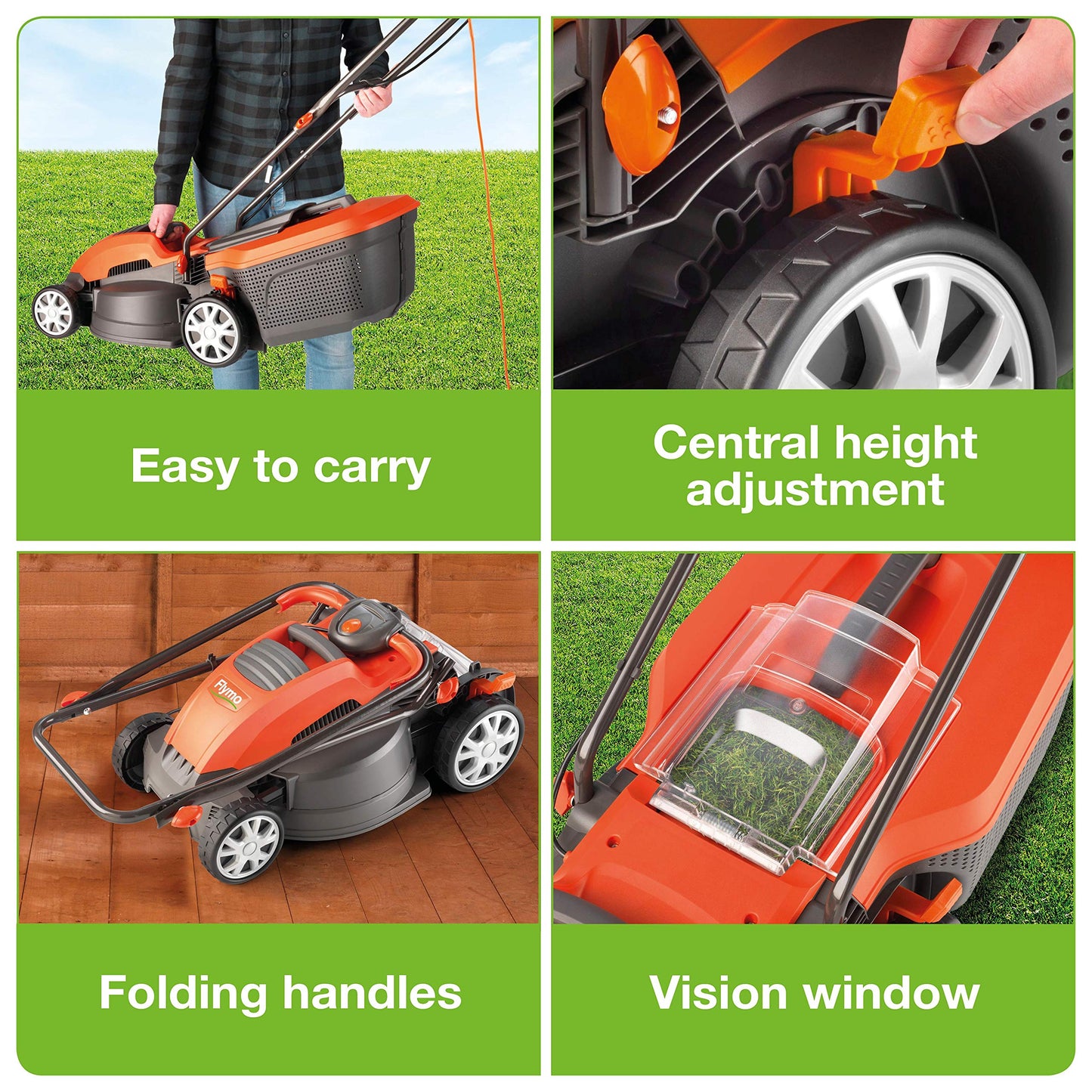 Flymo Speedi-Mo 360VC Electric Rotary Lawn Mower, 1500W, 36cm Cutting Width, 40 L Grass Box, 967663301