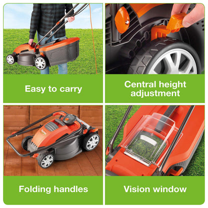 Flymo Speedi-Mo 360VC Electric Rotary Lawn Mower, 1500W, 36cm Cutting Width, 40 L Grass Box, 967663301