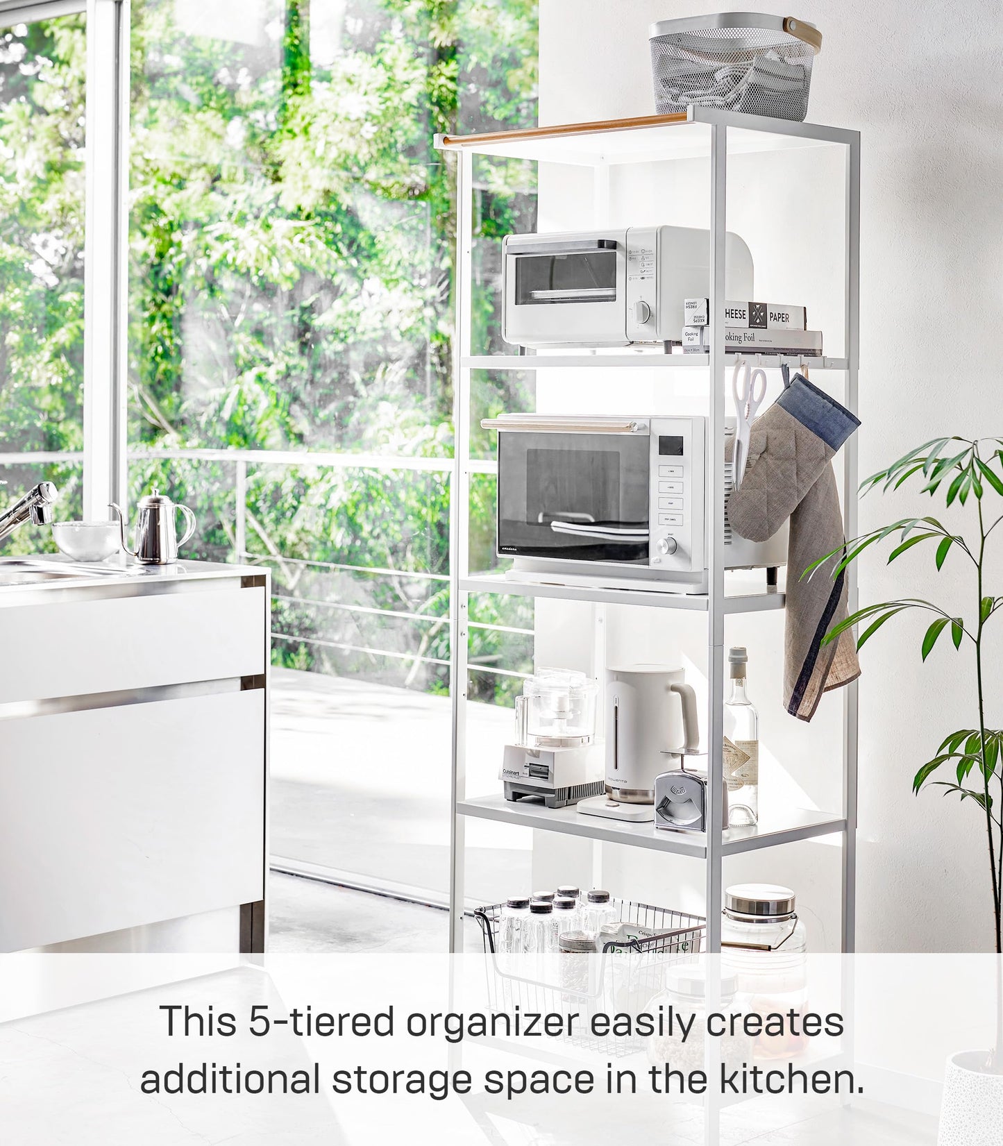 Yamazaki Home Kitchen Appliance 3 tier Storage Rack-Standing Organizer Shelves, One Size, Black