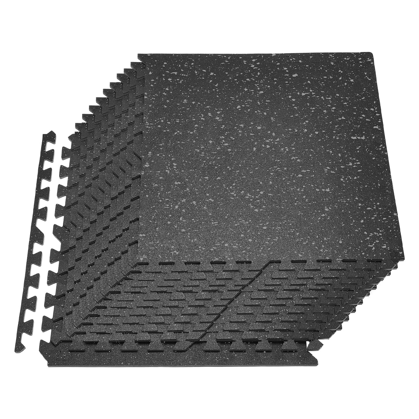 VEVOR 0.4Inch 96sq.ft 24 Tiles Gym Flooring for Home Gym, Rubber Top with High Density EVA Foam, 24 x 24In Gym Floor Exercise Equipment Mats, Interlocking Gym Mats, Puzzle Workout Mats, Black & Gray