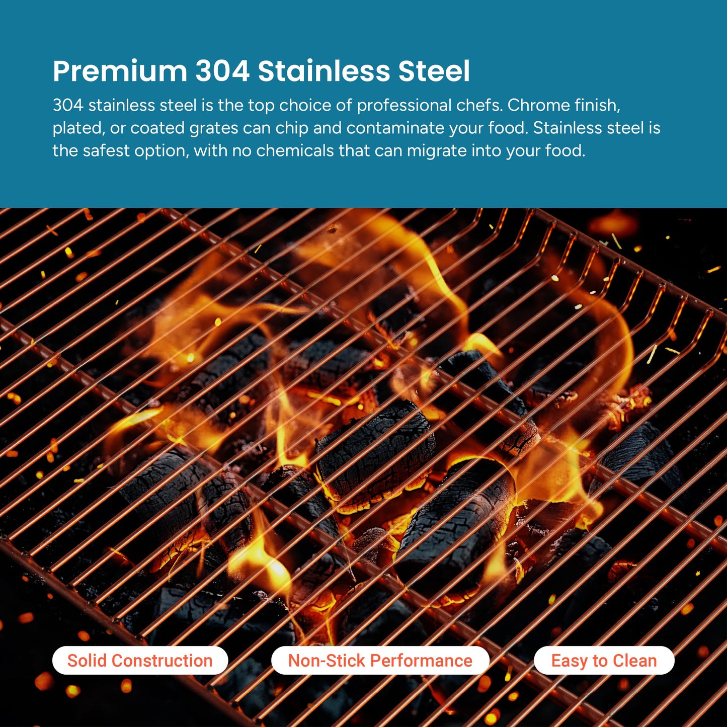 Easy Swivel Fire Pit Grill Grate – 304 Stainless Steel – 15" x 22" Cooking Surface with 36" Stake for Campfire Cooking