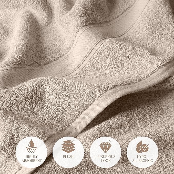 SUPERIOR Egyptian Cotton Pile 6 Piece Towel Set, Includes 2 Bath, 2 Hand