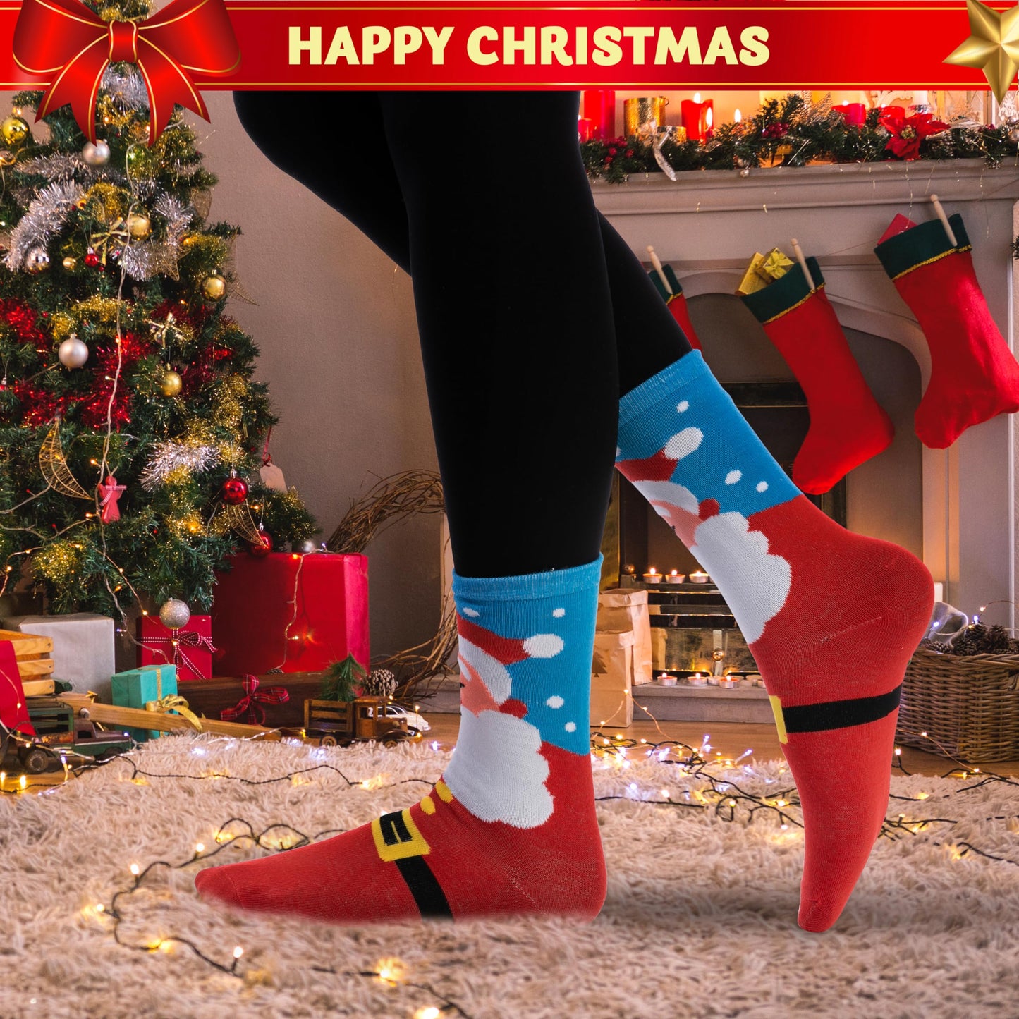 JOYIN 12 Pairs Christmas Socks, Warm Soft Novelty Crew Socks for Winter Christmas, Holiday or Birthday Gift