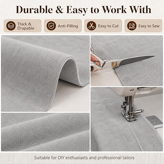 Mini Chenille Linen Blend Upholstery Fabric by the Yard, 57 Inch Wide Soft
