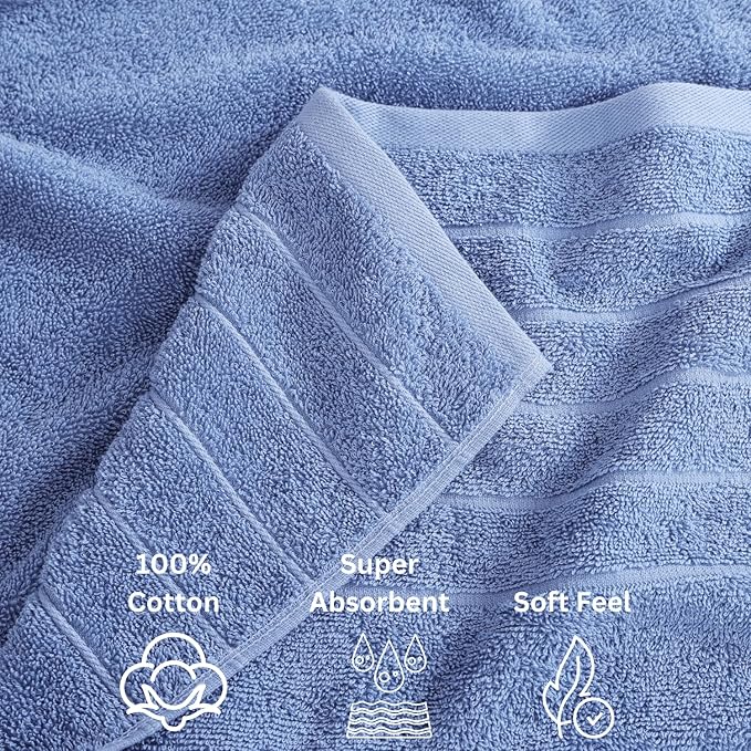 Casa Platino 100% Cotton Bathroom Towels Set – 24 Pc Family Pack – Soft &