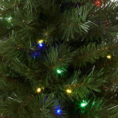 National Tree Company 24 in Pre-Lit Majestic Fir Artificial Christmas Tree, 35 Multicolor Lights, 71 Tips, Timer, Red Cloth Base, Green