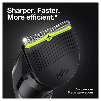 Braun 6-in-1 All-in-One Series 3, Male Grooming Kit with Beard Trimmer, Hair Clippers & Precision Trimmer, 5 Attachments, Gifts for Men, UK 2 Pin Plug, MGK3221, Black/Volt Green
