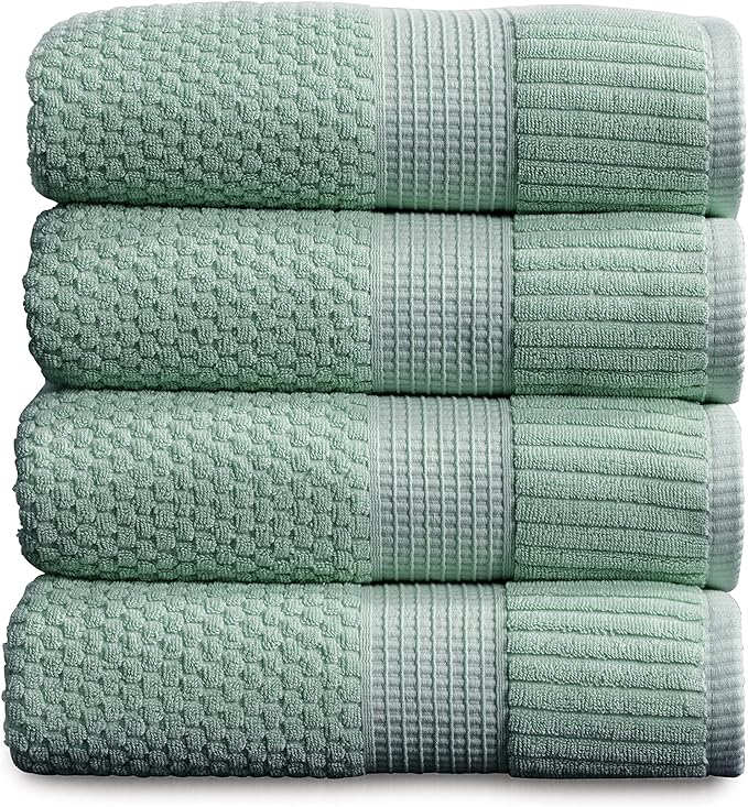 NY Loft 100% Cotton Bath Towel 4 Pack | Super Soft & Absorbent Quick-Dry Bath