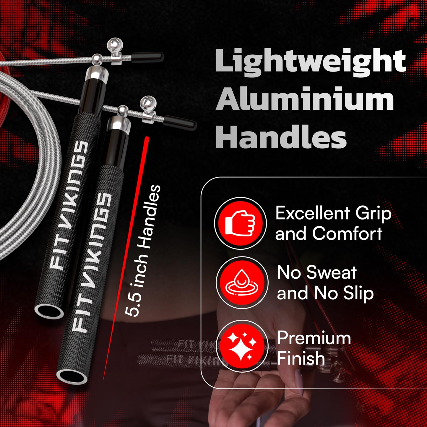 Jump Ropes for Fitness with 2 Jumping Rope Cables - Speed Jump Rope for Men and Women - Adjustable Skipping Rope - Speed Rope for CrossFit, Boxing, Exercise - Indoor and Outdoor Workout Essentials