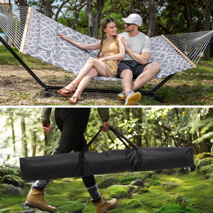 SUNCREAT Double Portable Hammock with Stand Included and Hammock Storage Bag Heavy Duty Hammock Cover