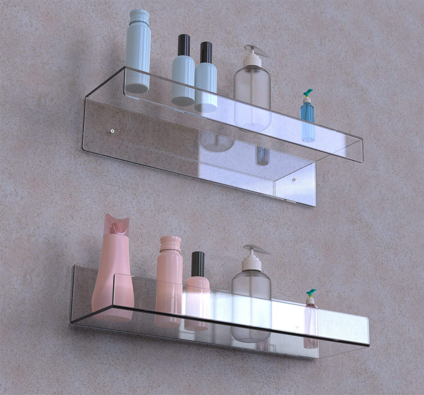 15 Inch Clear Acrylic Shelves for Wall,4 Pcak Wall Mounted Floating Shelves for Bathroom,Bedroom,Renter Friendly,Kids Room,Invisible Display Shelf for Lego,Funko Pop,Collectibles,Perfume,Bookshelf