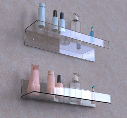 15 Inch Clear Acrylic Shelves for Wall,4 Pcak Wall Mounted Floating Shelves for Bathroom,Bedroom,Renter Friendly,Kids Room,Invisible Display Shelf for Lego,Funko Pop,Collectibles,Perfume,Bookshelf