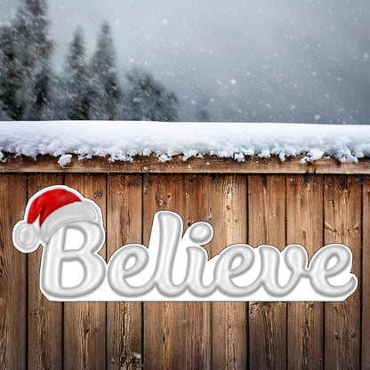 Large Believe Die Cut Christmas Classic Yard Sign for Home Decor and Lawn Decoration With Stakes, Merry Christmas Sign