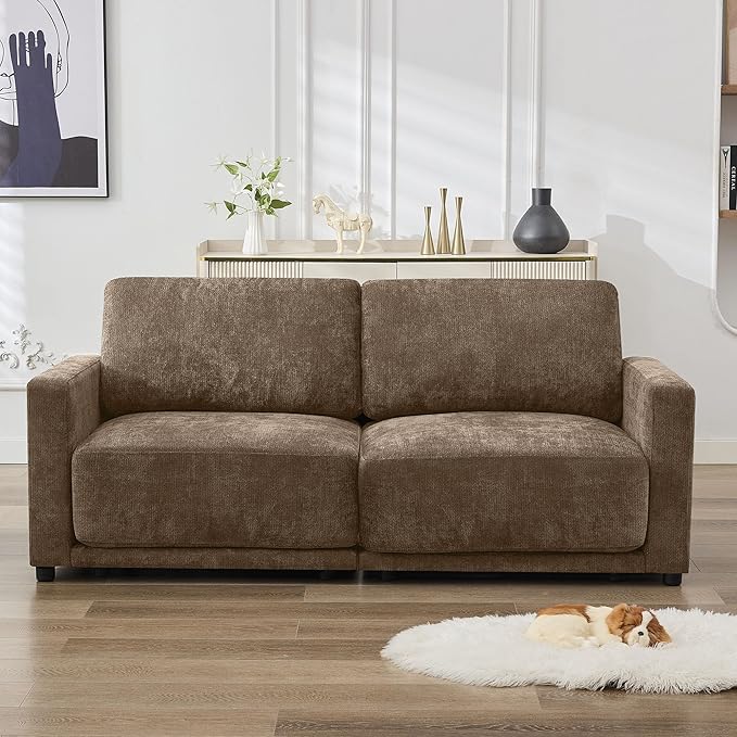 77.4" Chenille Modular Loveseat Oversized Upholstered 2 Seater Sectional Sofa