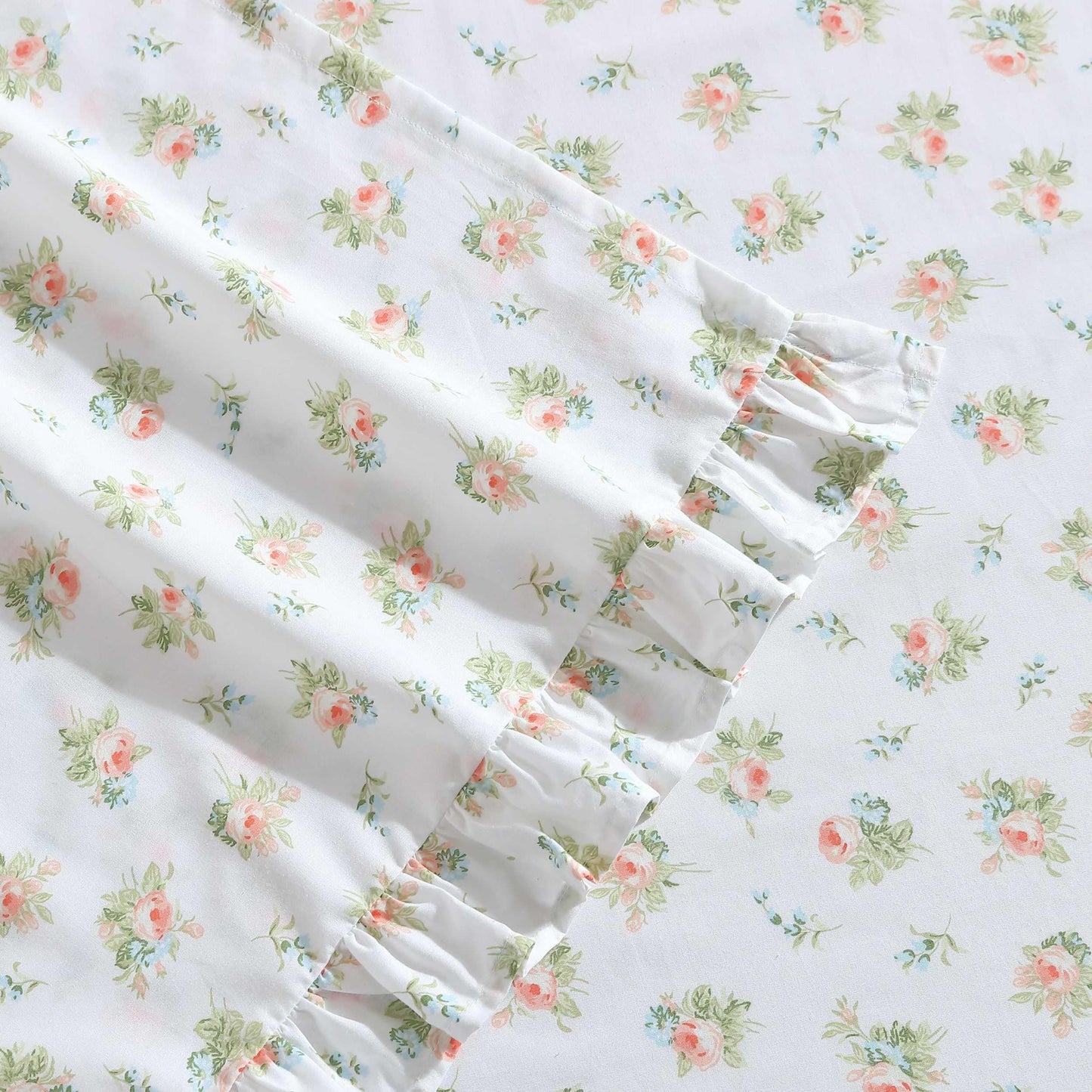 Laura Ashley - King Sheet Set, Breathable Percale Cotton Bedding, 200 Thread Count, Floral Home Decor (Roseford Orange, King)