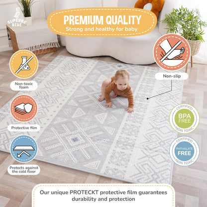 Baby Play Mat 150x180x1cm - Tummy Time Mat - XXL Large Size Baby Play Gym - Foldable Play Mat - Waterproof Foam Baby Play Mat Floor Mat For Kids Toddlers Children - Baby Mats For Floor Play