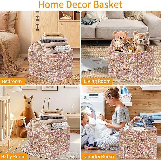 Quilted Fabric Storage Baskets
