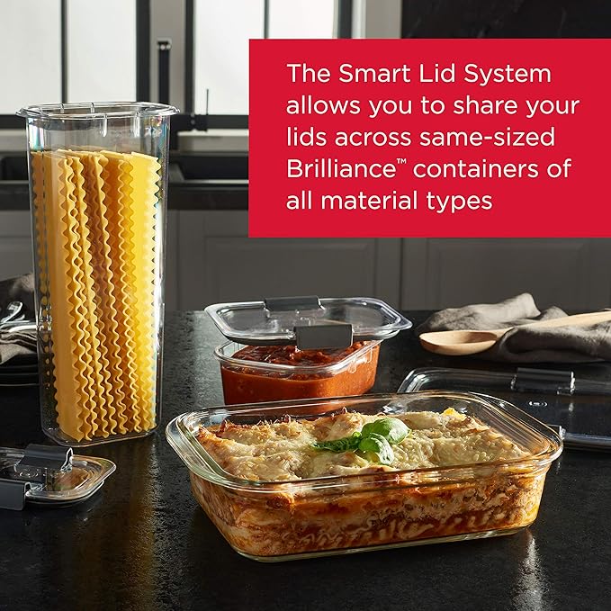 Rubbermaid Brilliance Glass Food Storage Containers, 3.2 Cup, Leak-Proof