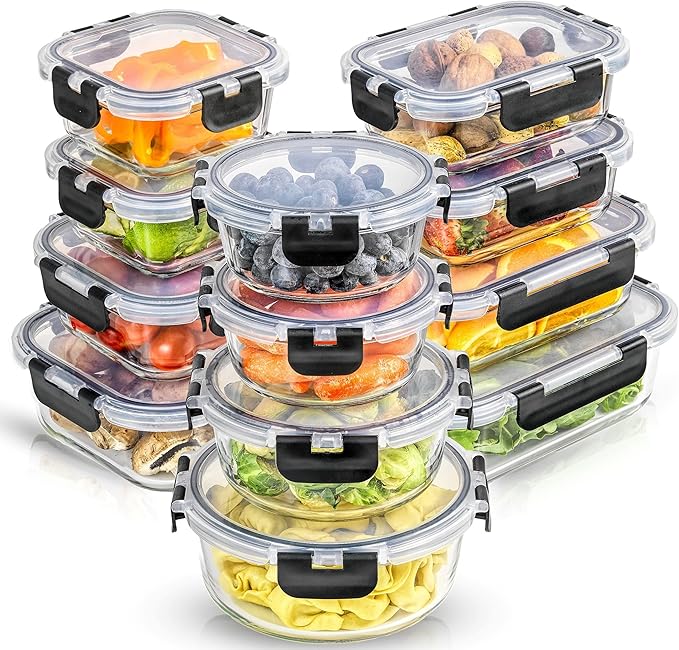 JoyJolt 24pc Borosilicate Glass Storage Containers
