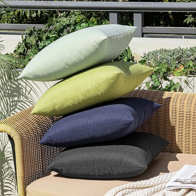 MIULEE Pack of 2 Decorative Outdoor Solid Waterproof Throw Pillow Covers Faux