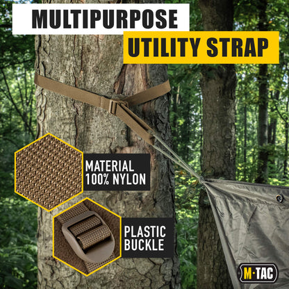 M-Tac Pack of 2X Utility Strap for Backpack Tactical Lashing for MOLLE Gear Plastic Buckle (Coyote, 40 inches)