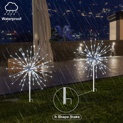 Lightshare 12" Starburst Light Lighted Ball 80 LED Firework Lights White Twinkle Hanging Ball Dual-use for Patio Walkway Pathway Decoration Indoor/Outdoor