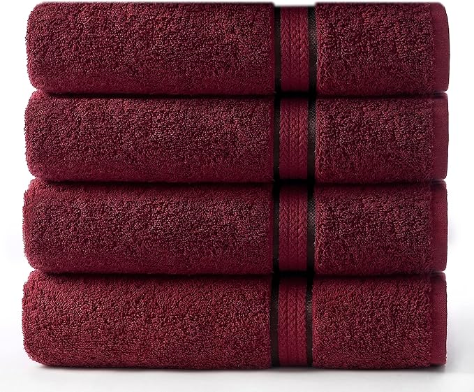 Cotton Craft Ultra Soft 4 Pack Oversized Extra Large Bath Towels 30x54 Burgundy