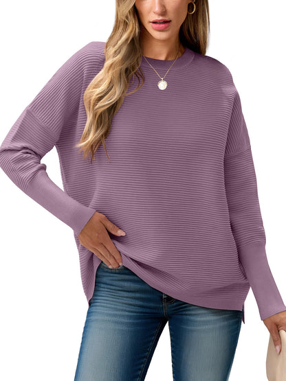 ANRABESS Womens Oversized Batwing Long Sleeve Ribbed Knit Sweaters 2025 Fall Outfits