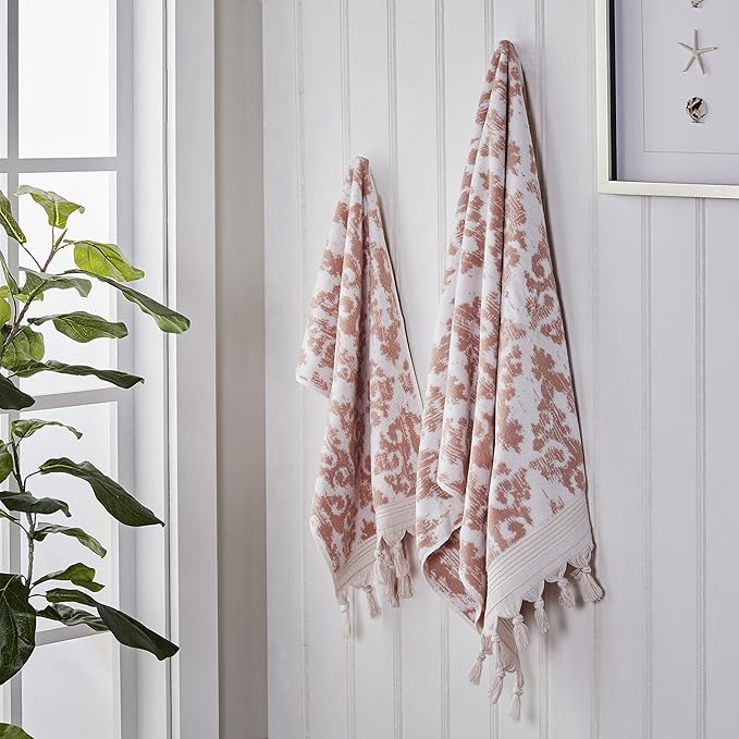 SKL Home Mirage Fringe 2 Bath, 2 Hand Towel Set