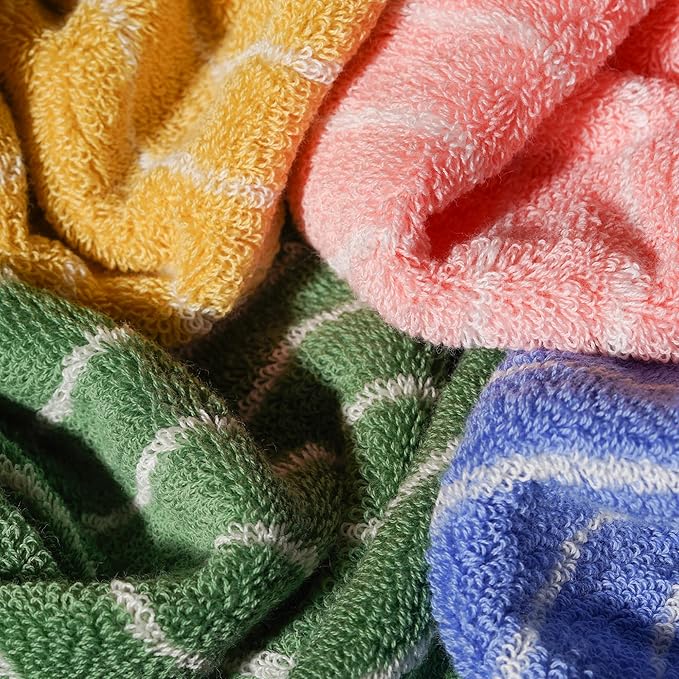 Hand Towels for Bathroom, 100% Cotton Striped Pattern Soft Absorbent Towel Set
