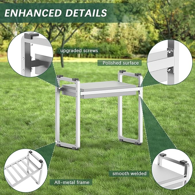 FLINTER 10.2" Wider Garden Kneeler and Seat, Heavy Duty Thick Gardening Bench for Kneeling and Seat - Garden Kneelers for Seniors, Gardening Stools for Women, Grandparents, Gardeners, Gray