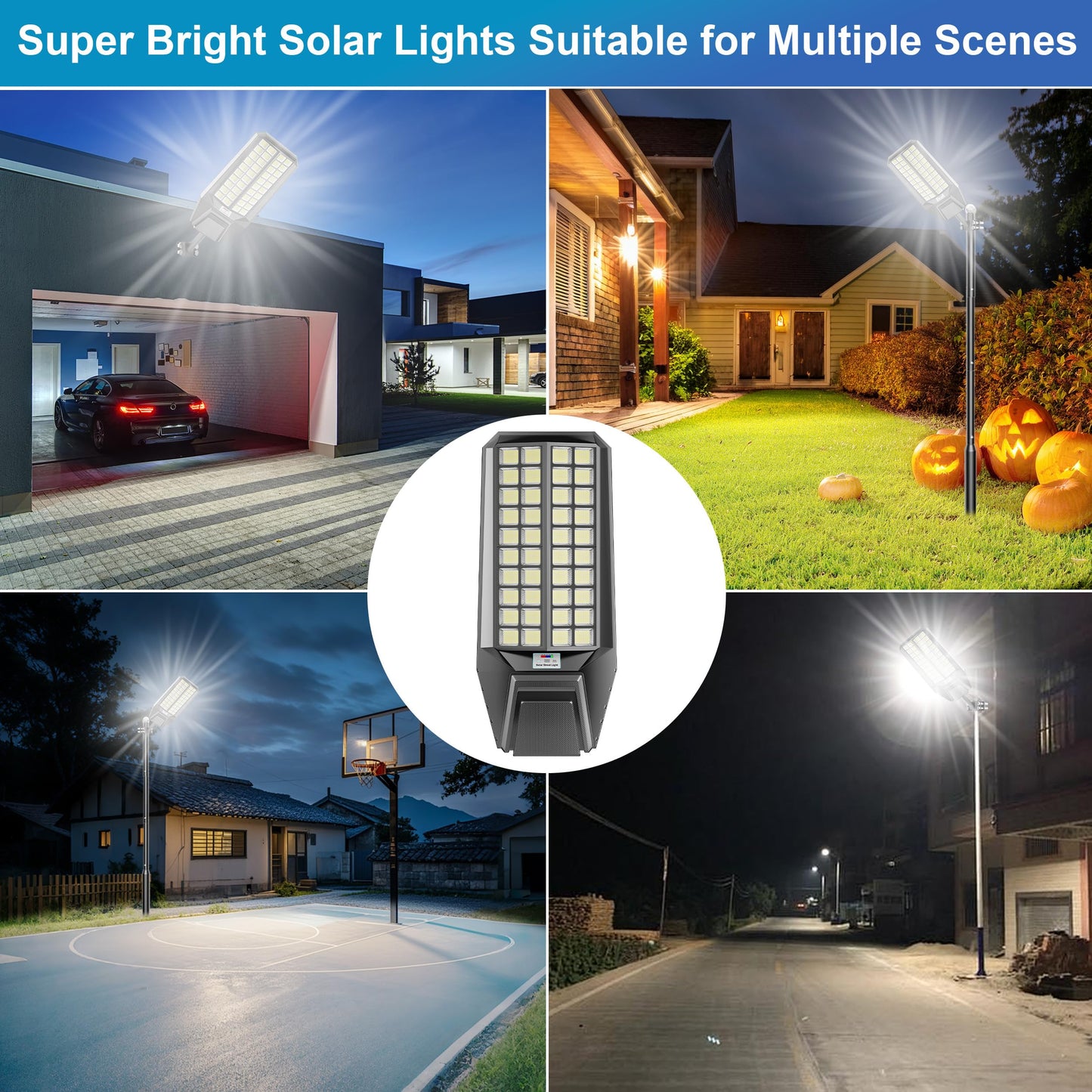 Vzyhik Solar Street Lights Outdoor Waterproof - Large 10000W Commercial Outdoor Solar Light Dusk to Down with Motion Sensor Remote Control LED Parking Lot Flood Lights for Yard Garden Walkway