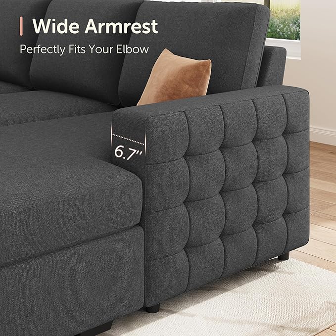 HONBAY Sectional Couch with Pull Out Bed, U-Shaped Sectional Sleeper Sofa with