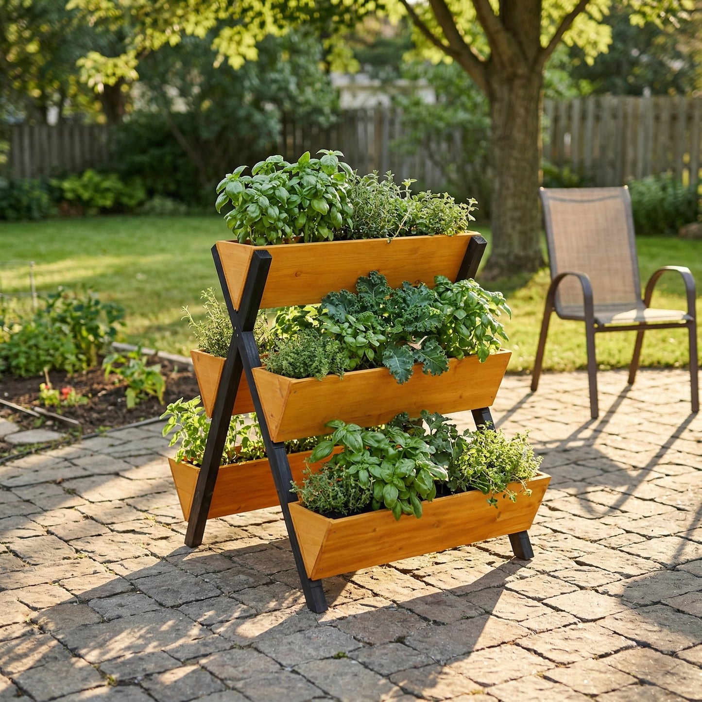 Raised Garden Bed, Premium 3-Tier Vertical Planter Tower, Stackable Wooden Tiered Planter Box with Legs, Elevated Garden Bed for Vegetables, Herbs, and Flowers, Space-Saving Outdoor Gardening Solution