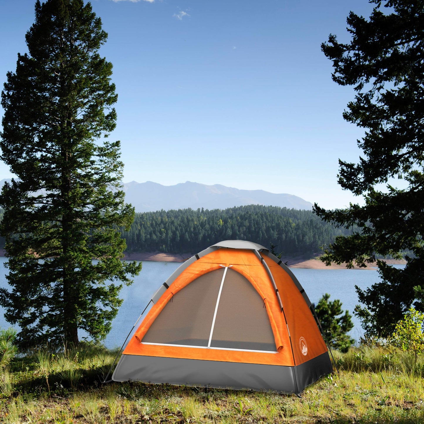 2 Person Camping Tent with Rain Fly and Carrying Bag - Lightweight Outdoor Tent for Backpacking, Hiking, or Beach Use by Wakeman Outdoors (Orange)