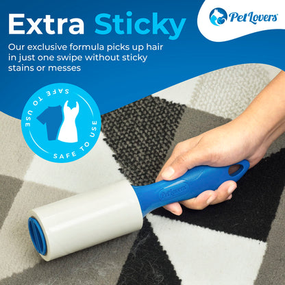 PetLovers Extra Sticky Lint Roller Mega Value Set 600 Sheets for Pet Hair Removal, Dog and Cat Lint Remover 6 Pack