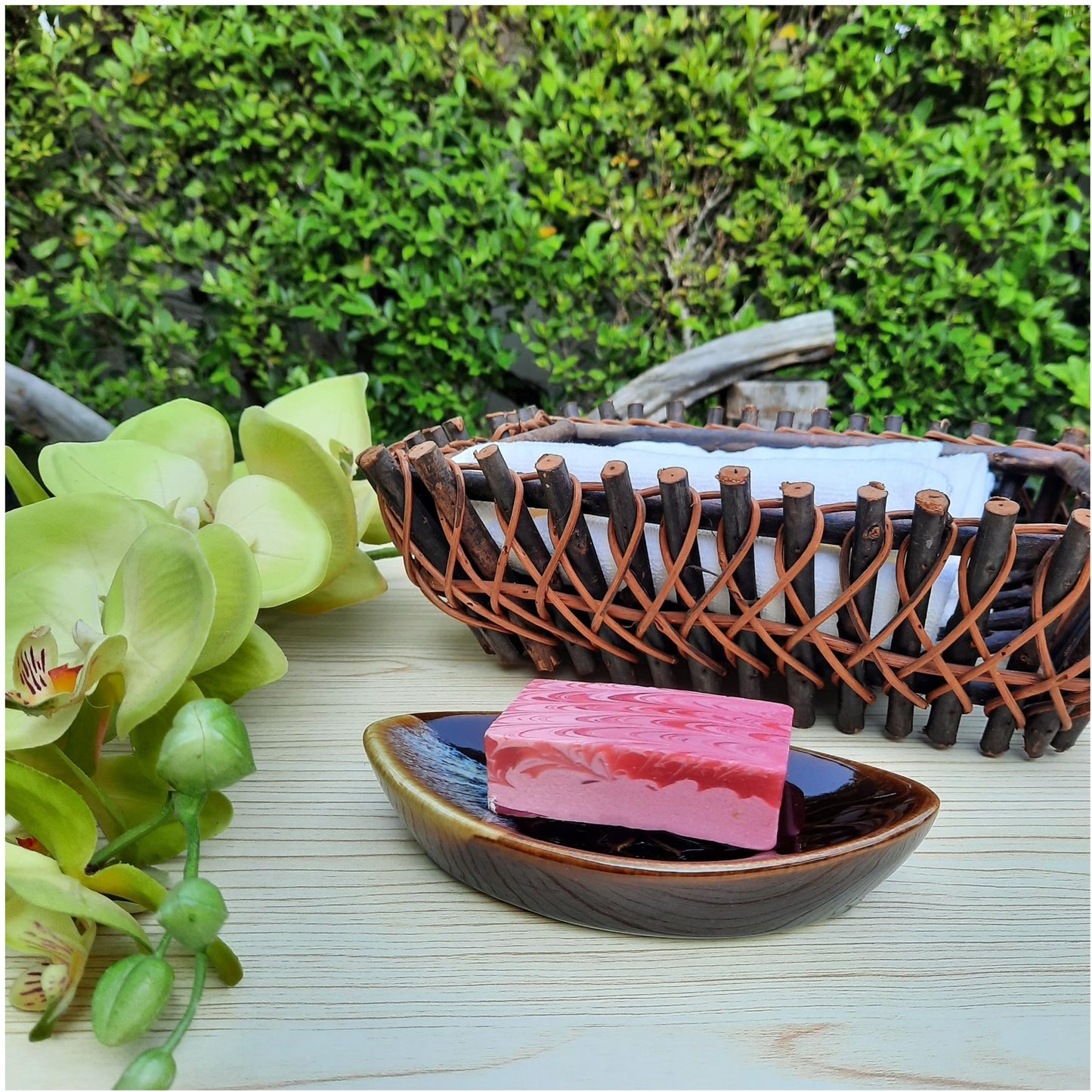 LungMongKol Shop Ceramic Soap Dish with Self Draining Tray for Bar Soap, Bathroom, Kitchen (Brown No.3)