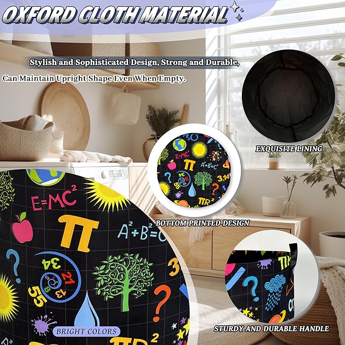 Funny Laundry Basket Oxford Cloth Foldable Geometry Pattern Laundry Hamper